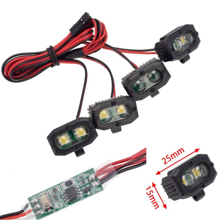 Powerhobby PHBPHLIGHT008 RC 4 Dual LED Lights Headlights Spotlight w/ Controller for 1/10 1/8