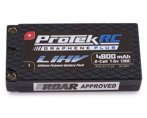 ProTek RC 2S 130C Low IR Si-Graphene + HV LCG Shorty LiPo Battery 7.6V 4800mAh w/5mm Connectors (ROAR Approved)