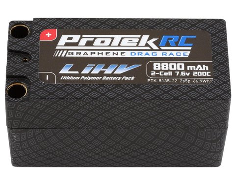 ProTek RC 2S 200C 2s5p Si-Graphene Drag Race Shorty LiPo Battery 7.6V 8800mAh w/8mm Connectors