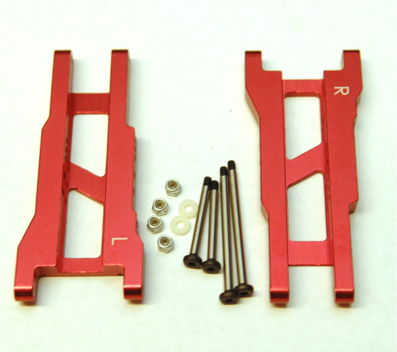 Red Heavy Duty Rear Suspension Arm Kit w/ Lock-Nut Hinge-Pins, for Traxxas Rustler/Stampede