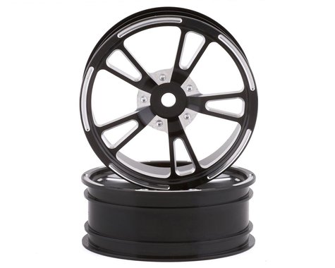 V Spoke Aluminum Front 2.2” Drag Racing Wheels (Black) (2)