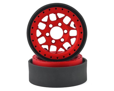 KMC XD127 Bully 1.9 Beadlock Crawler Wheels (Red) (2)
