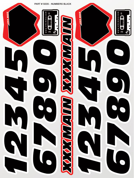 Numbers Black Sticker Sheet — World of R/C Parts & Supplies